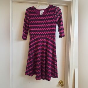 Bonnie Jean Pink and Purple Chevron Dress for Girl. Zig Zag Design Girl Dress